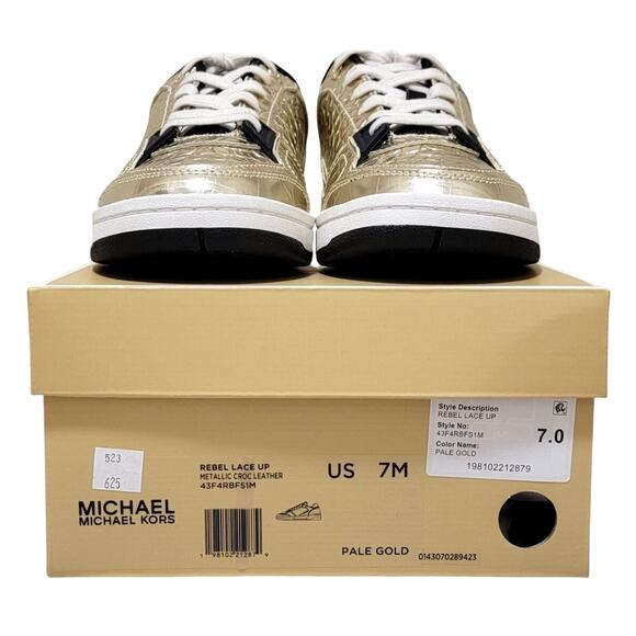 Michael Michael Kors Women Rebel Lace Up Low Top Sneakers Size US 7M Pale Gold - Picture 5 of 5